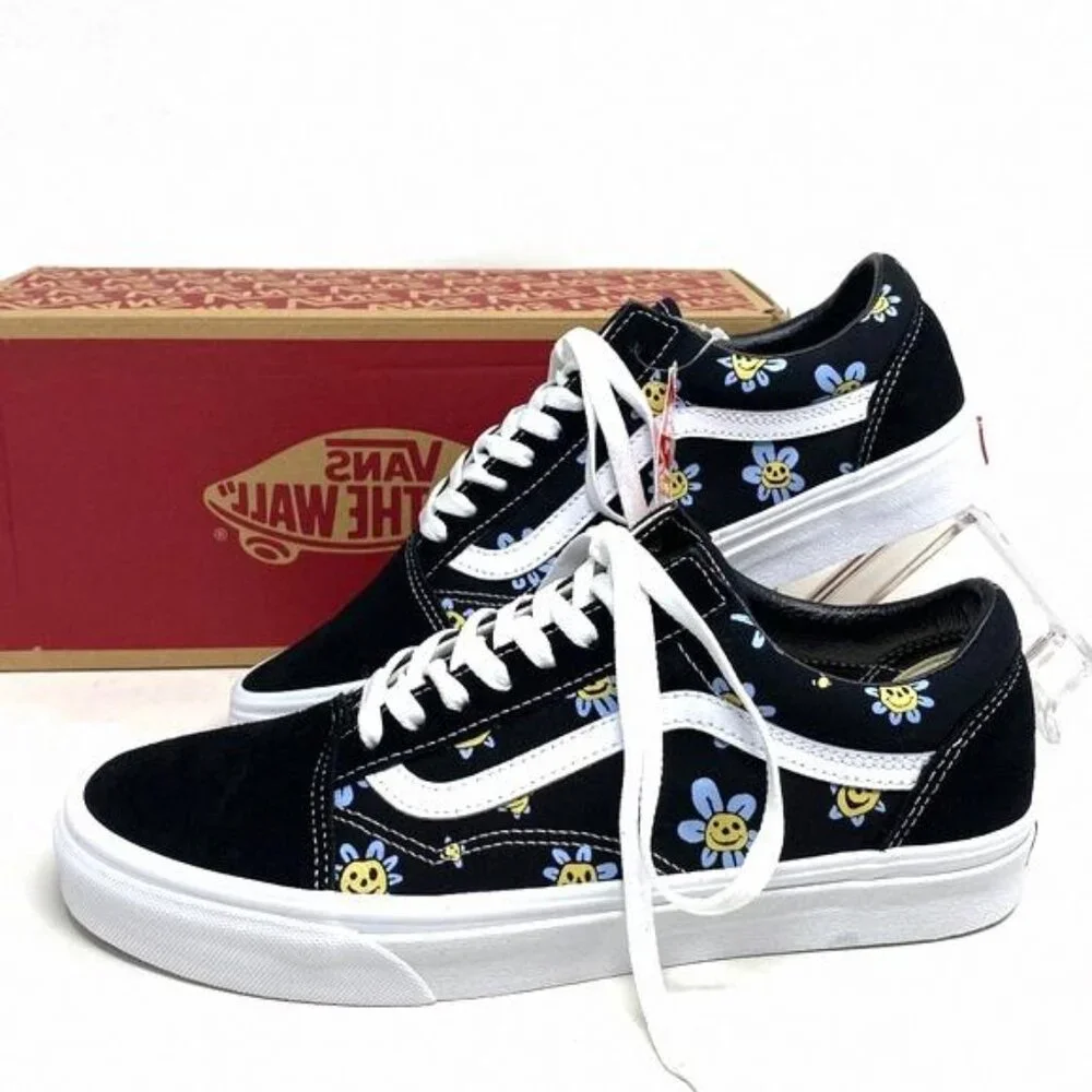 VANS Old Skool Low Top Black Floral Suede Canvas VN0A5JMIY23 Sneakers Size Women